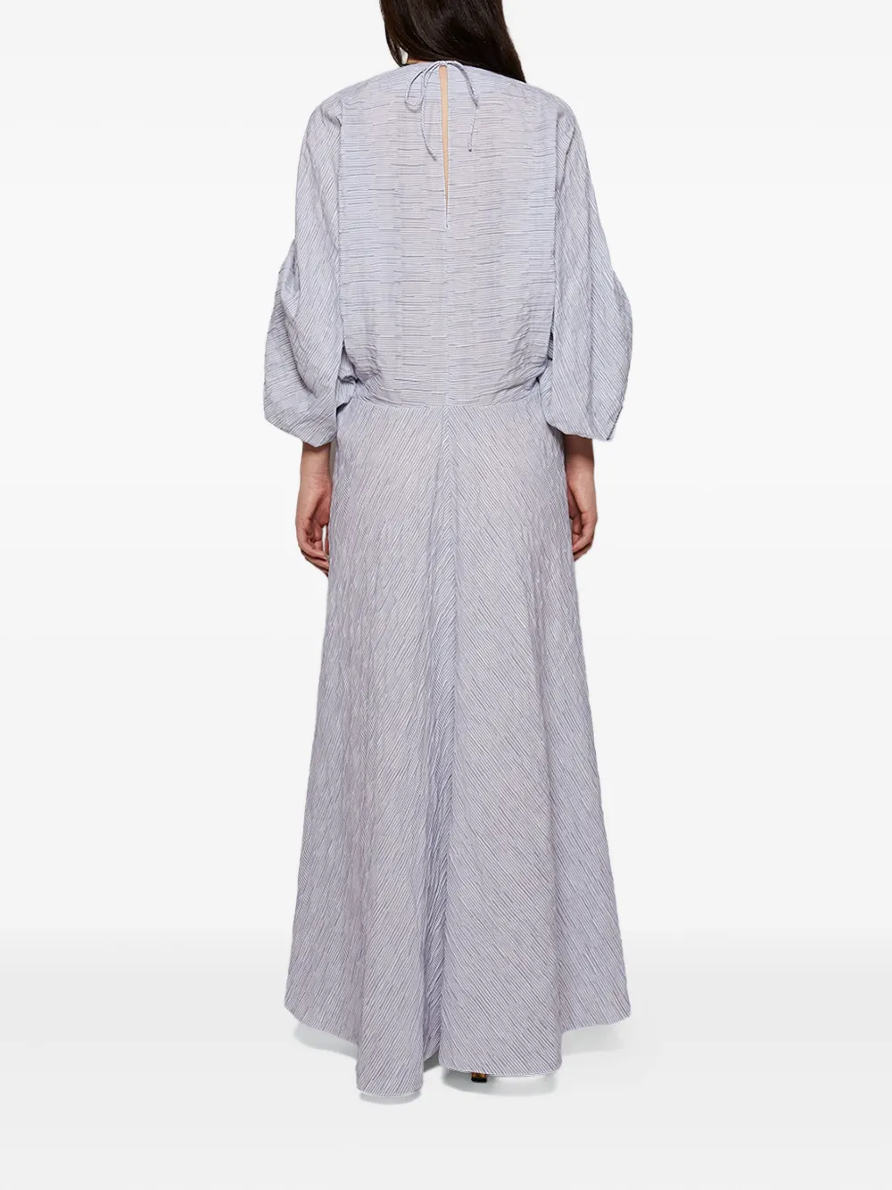Loewe Pleated Tie-neck Midi Dress In Gray