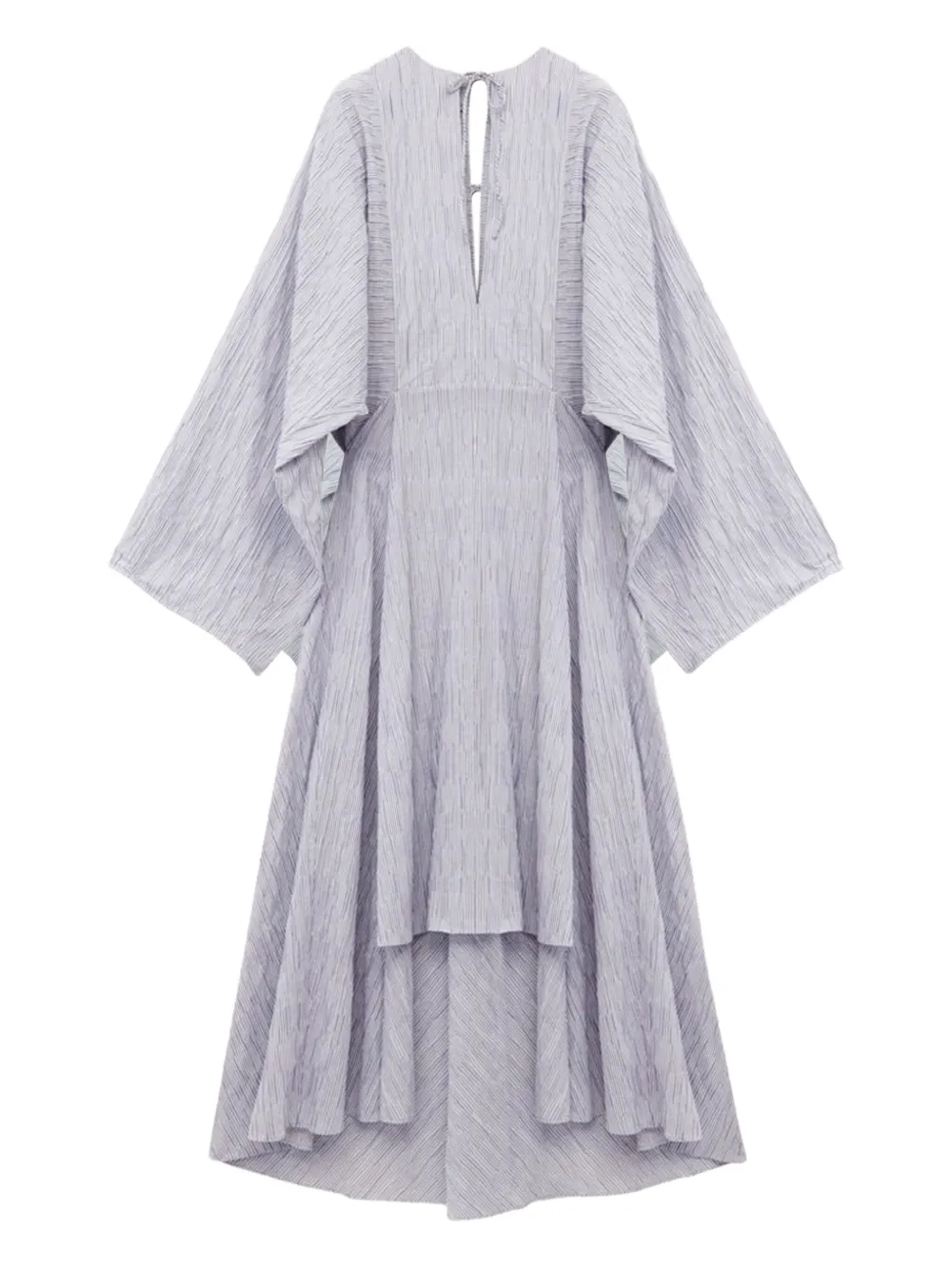 Loewe Pleated Tie-neck Midi Dress In Gray