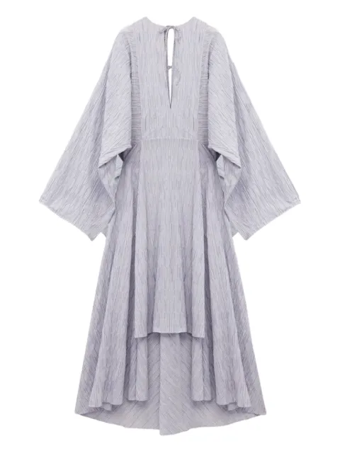 LOEWE vestido midi plisado con moño en el cuello