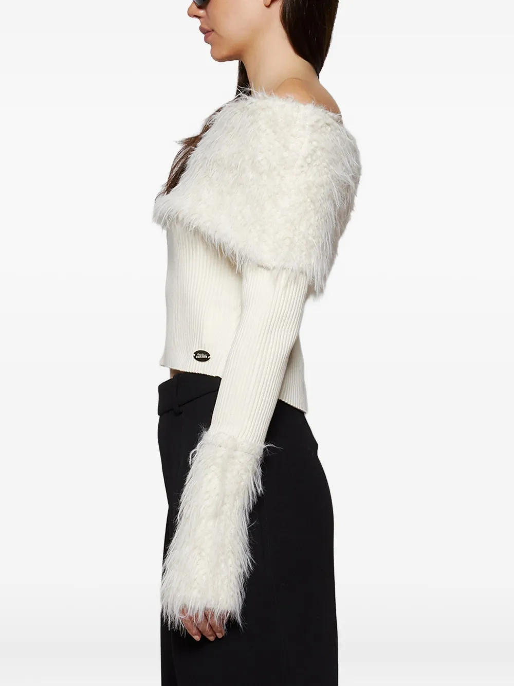 Jean Paul Gaultier Geribbelde trui met harig detail Beige