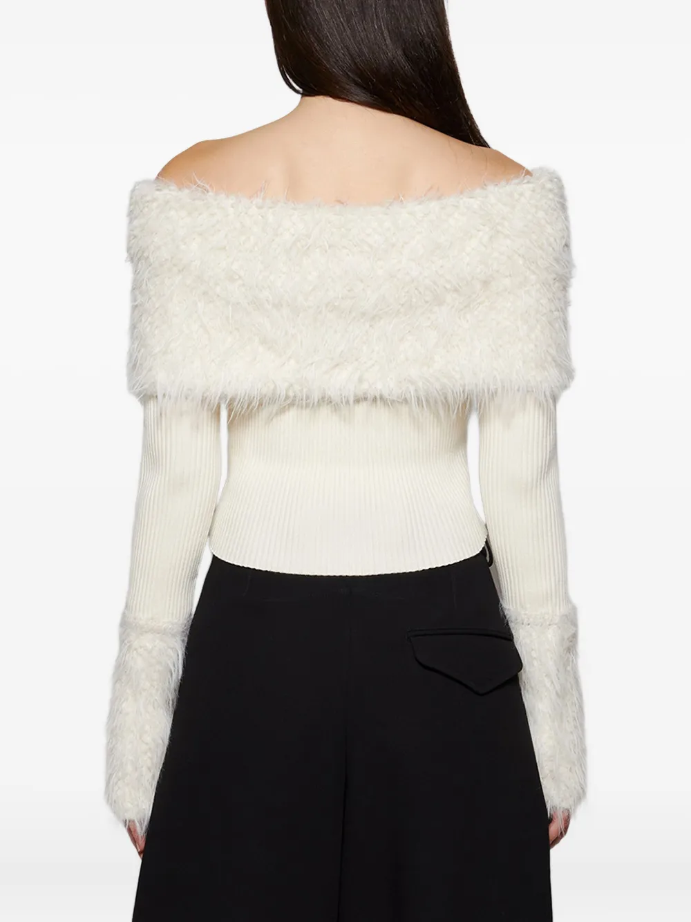 Jean Paul Gaultier Geribbelde trui met harig detail Beige