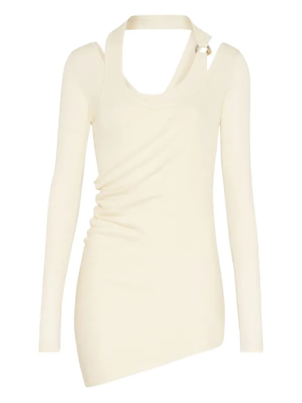 Jean Paul Gaultier Ribbed Twisted Top in Neutrals