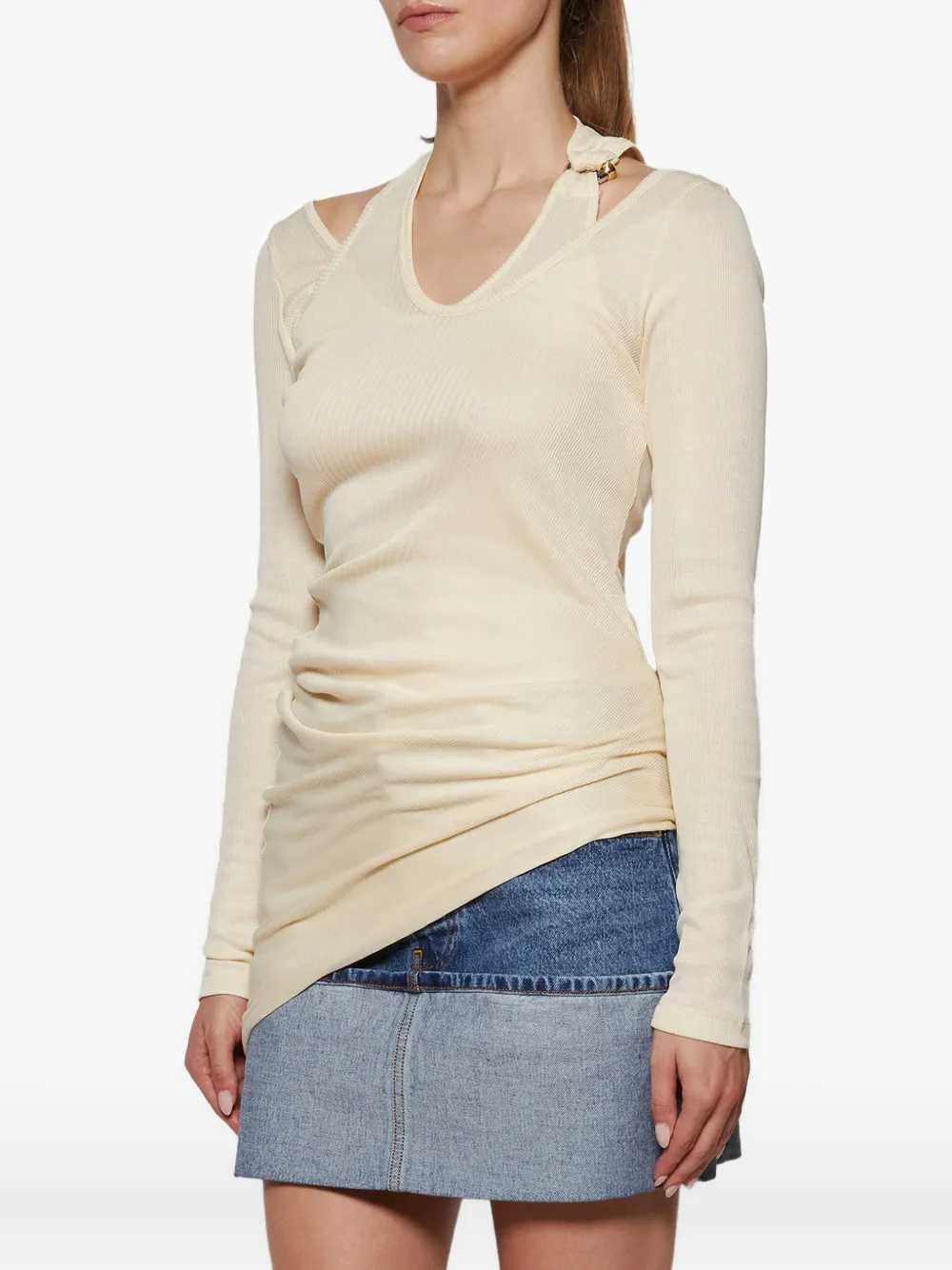 Jean Paul Gaultier Gaultier Piercing Detail Top In Neutral