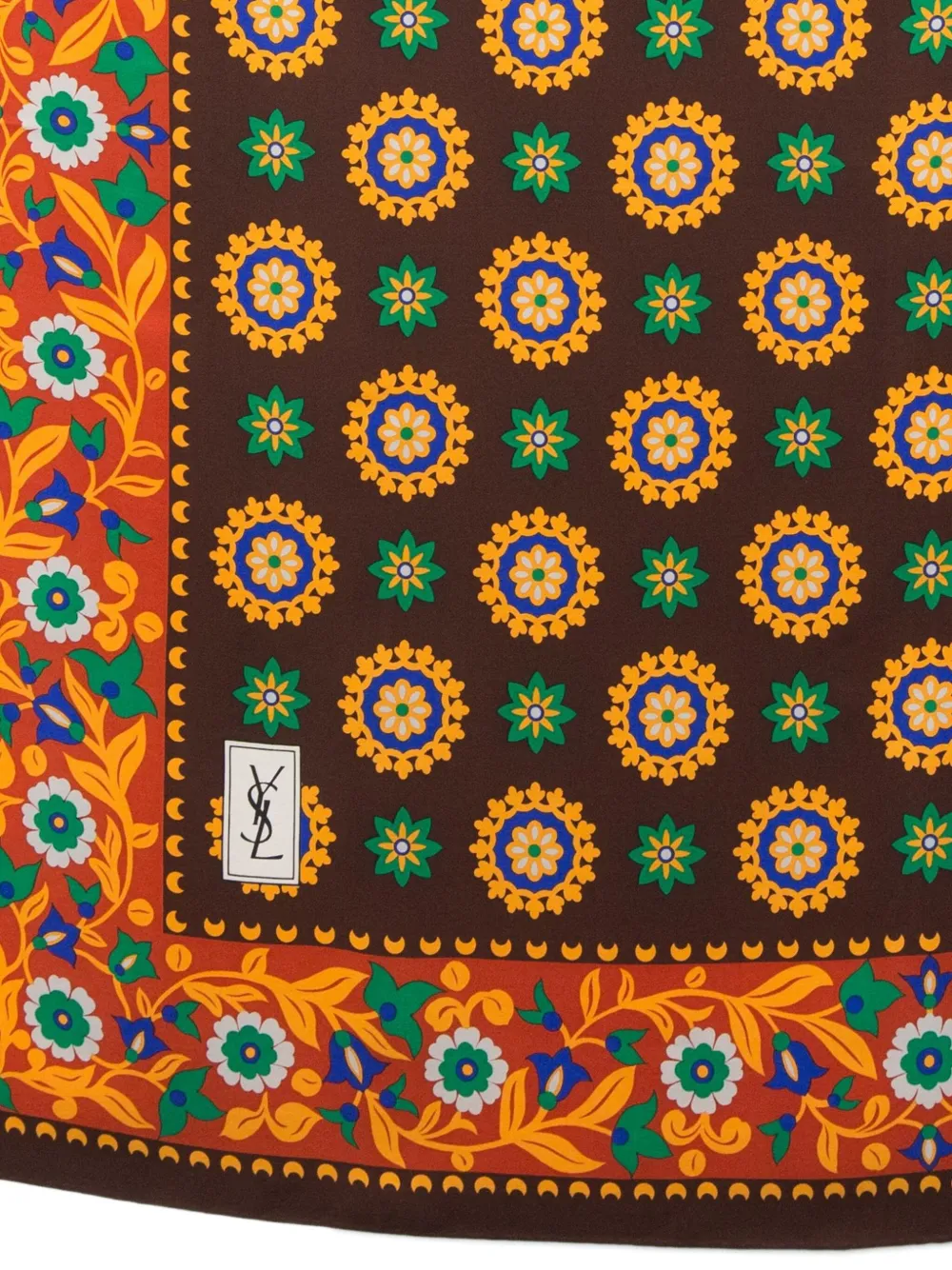 Pre-owned Saint Laurent 1980s Silk Scarf In Brown