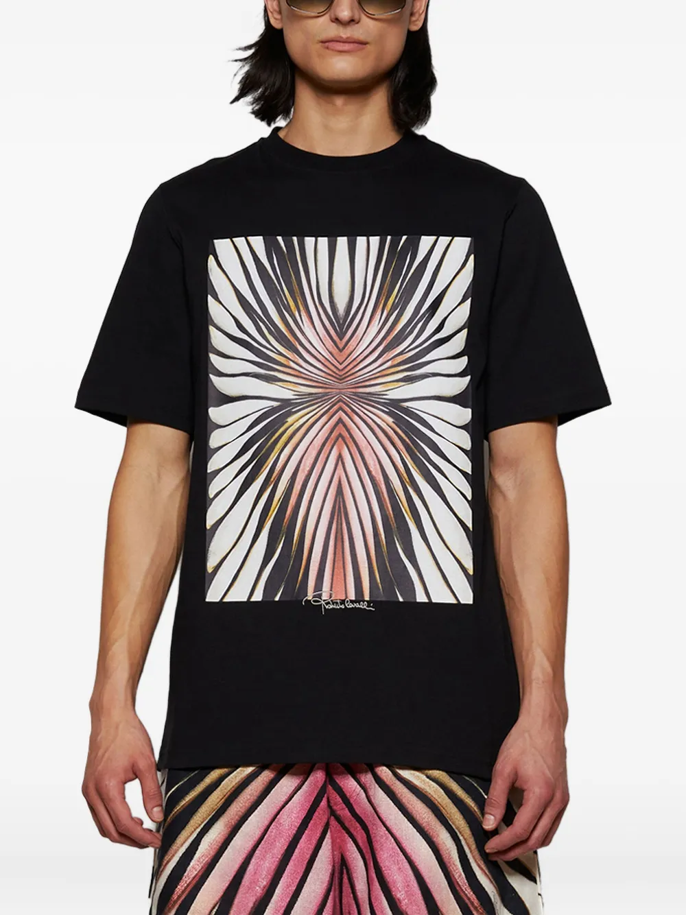 Roberto Cavalli T-shirt met grafische print Zwart