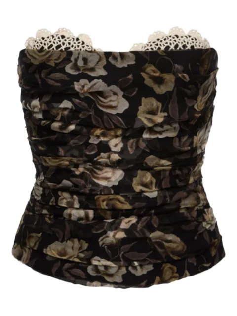 Magda Butrym floral-print lace-detail top