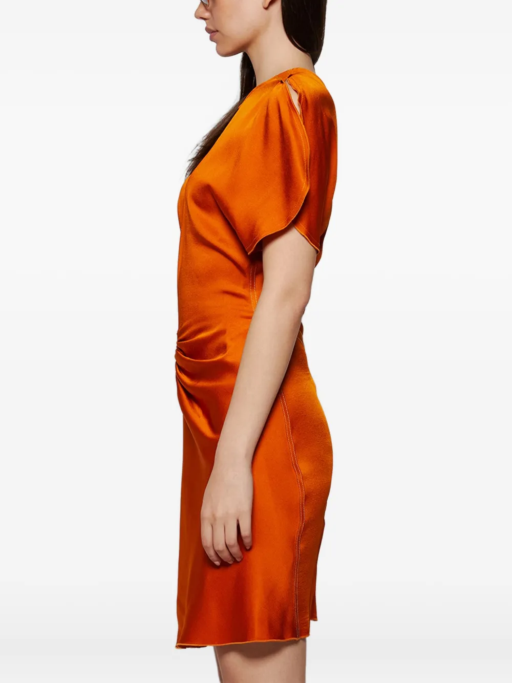 Victoria Beckham gathered puff-sleeve mini dress Oranje