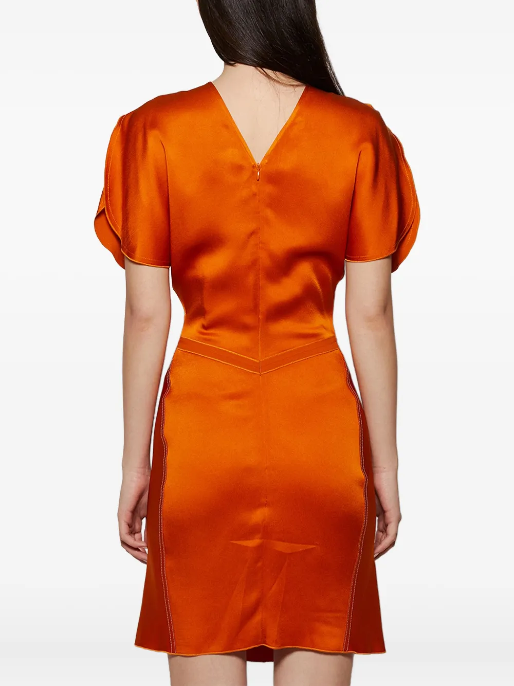 Victoria Beckham gathered puff-sleeve mini dress Oranje