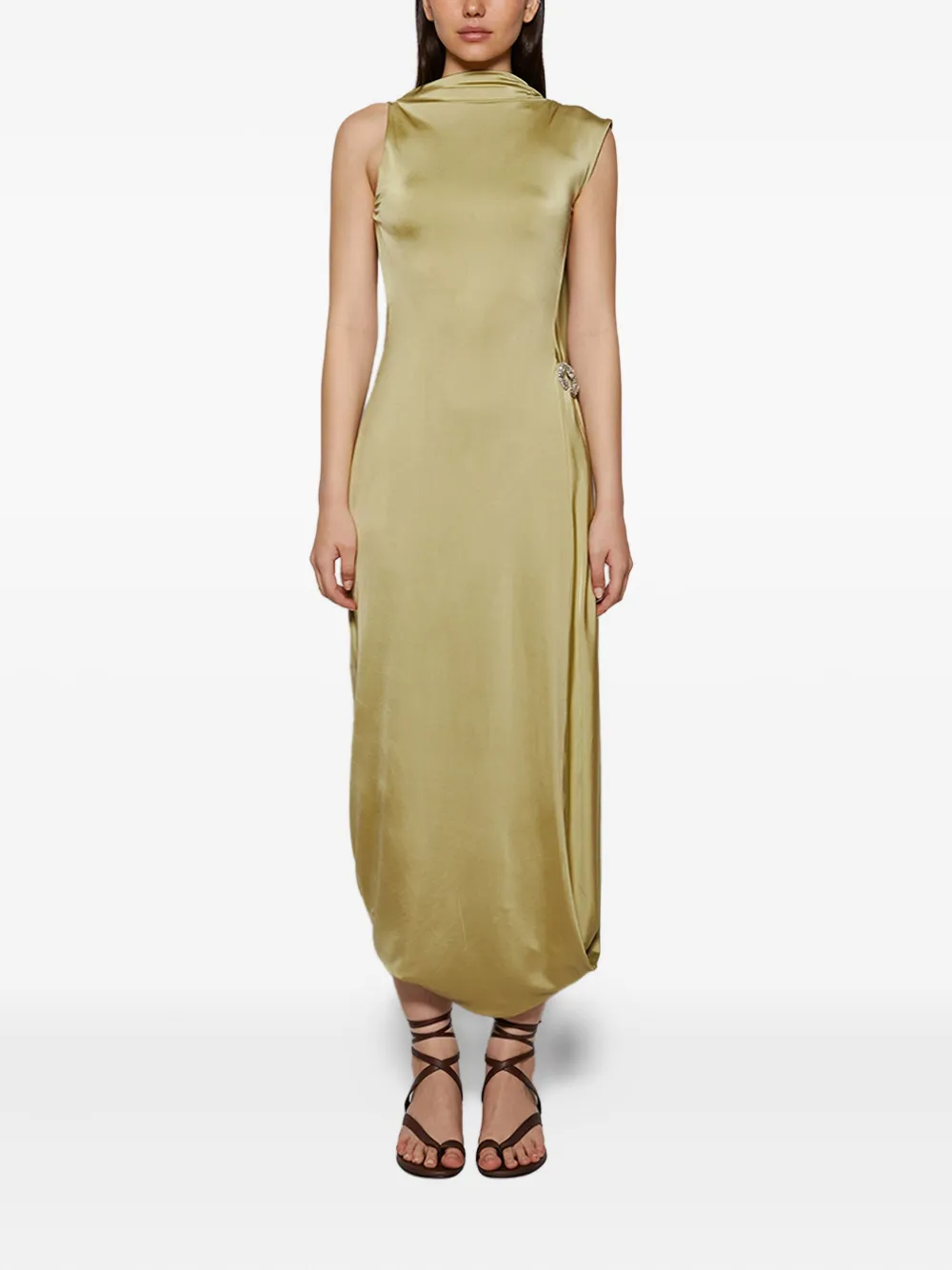 Victoria Beckham draped cowl-neck dress - Groen