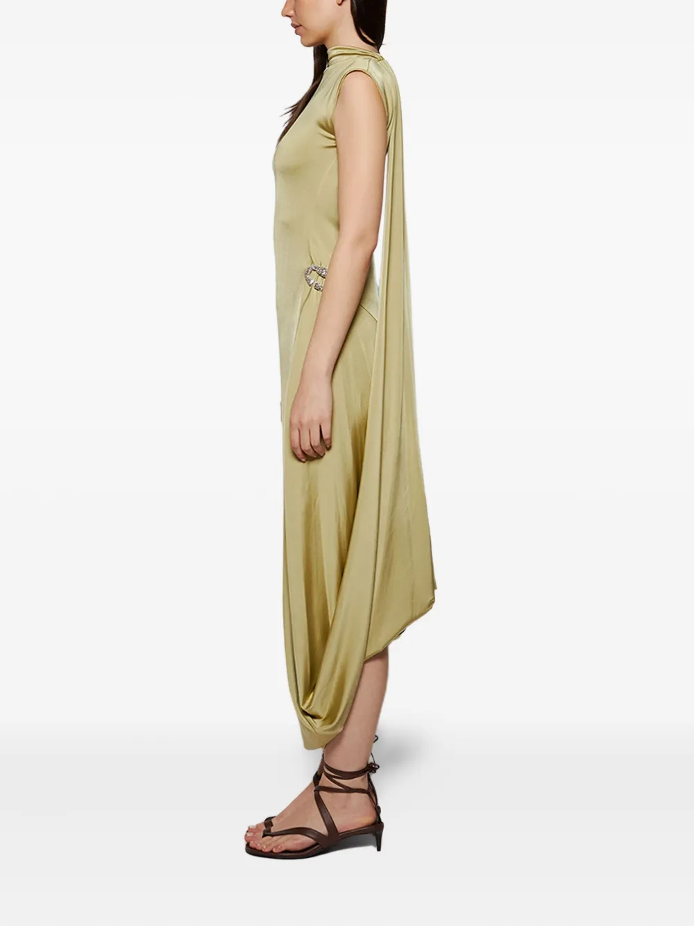 Victoria Beckham draped cowl-neck dress Groen