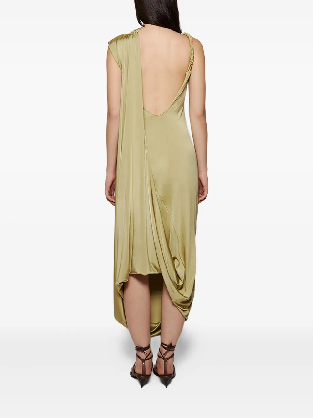 Victoria Beckham draped cowl-neck dress Groen