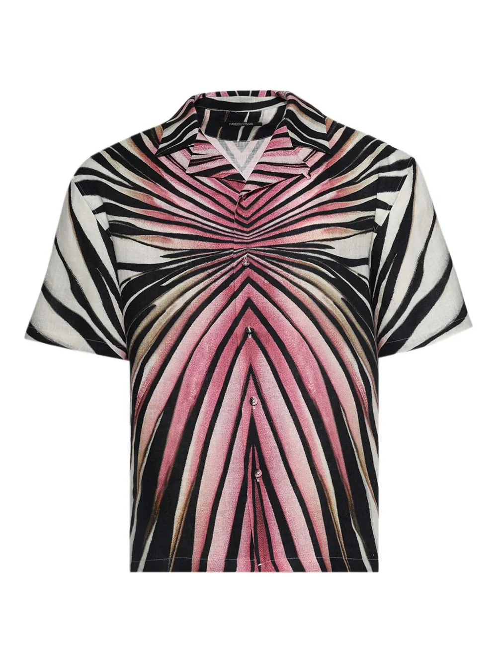 Roberto Cavalli Camicia a maniche corte con stampa zebrata - Rosa
