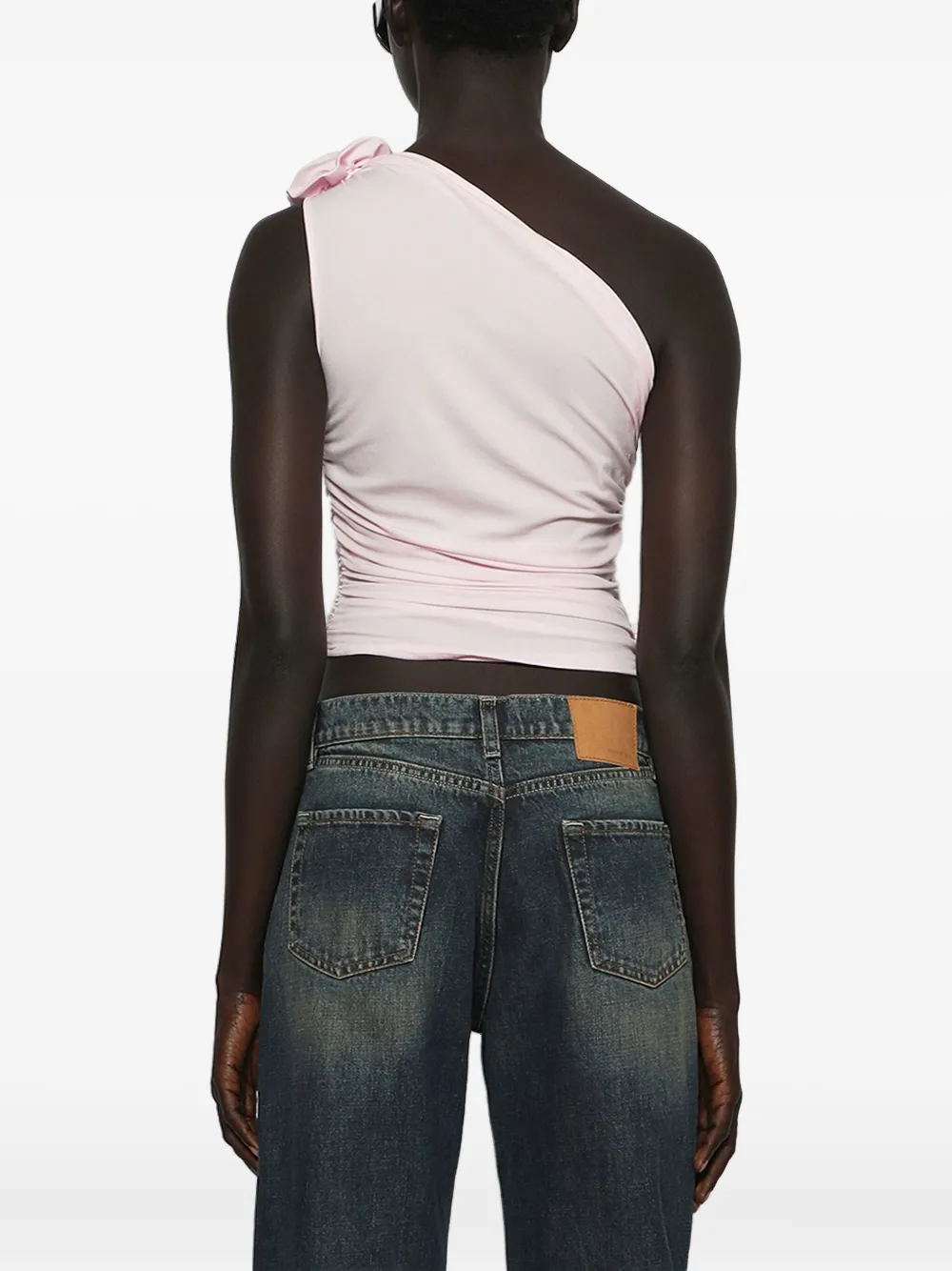 Magda Butrym Rose-embellished One-shoulder Top In Pink