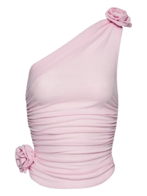 Magda Butrym rose-embellished one-shoulder top