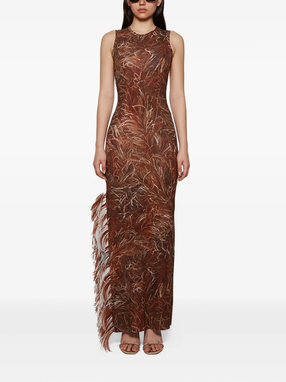 LOEWE Feather-print fringe maxi dress | Day Dresses | Image 2