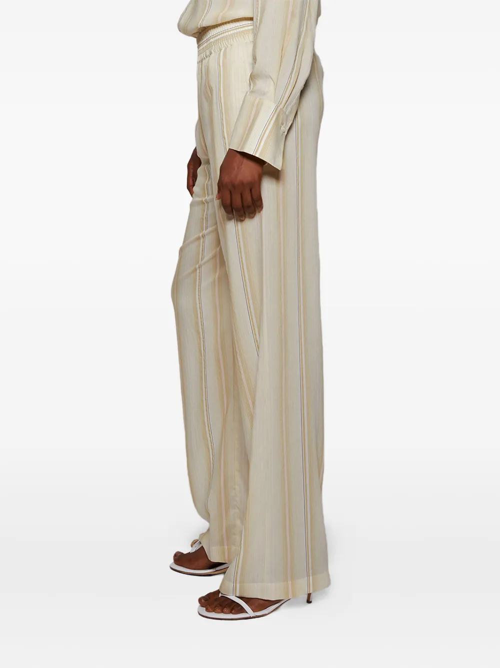 Victoria Beckham striped elastic-waist trousers Beige