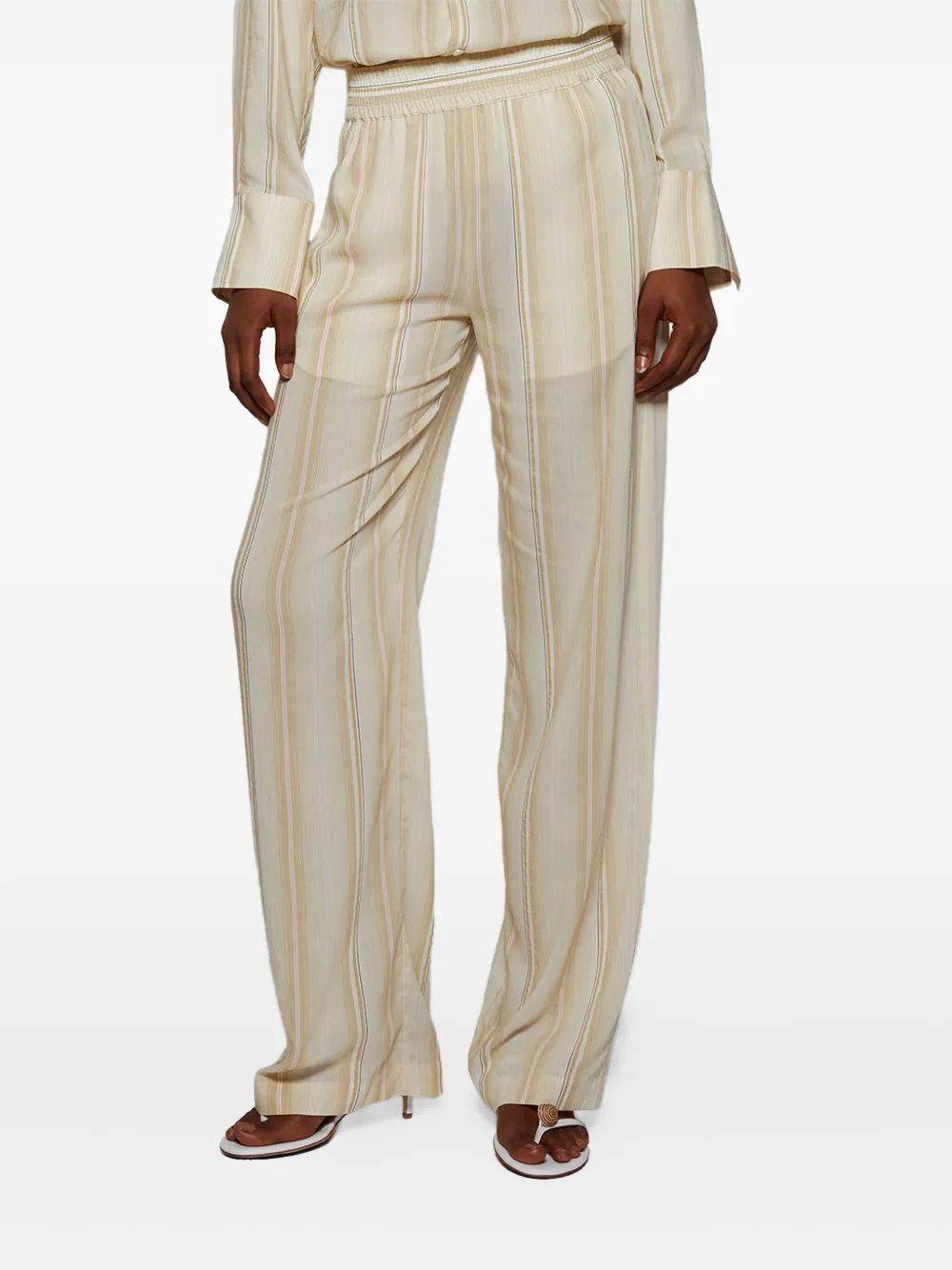 Victoria Beckham striped elastic-waist trousers Beige