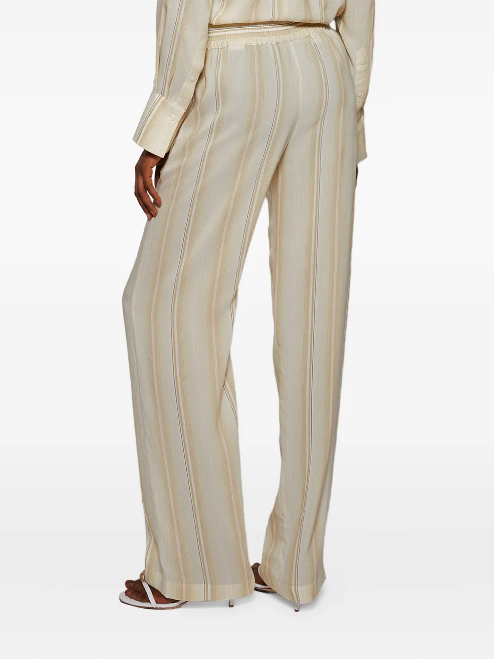 Victoria Beckham striped elastic-waist trousers Beige