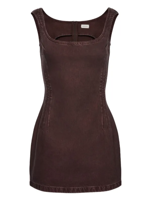 Magda Butrym square-neck Denim Mini Dress | Brown | FARFETCH ID
