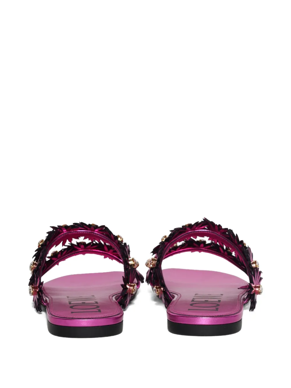 Loewe Petal Flower -rystal Sandals In Pink