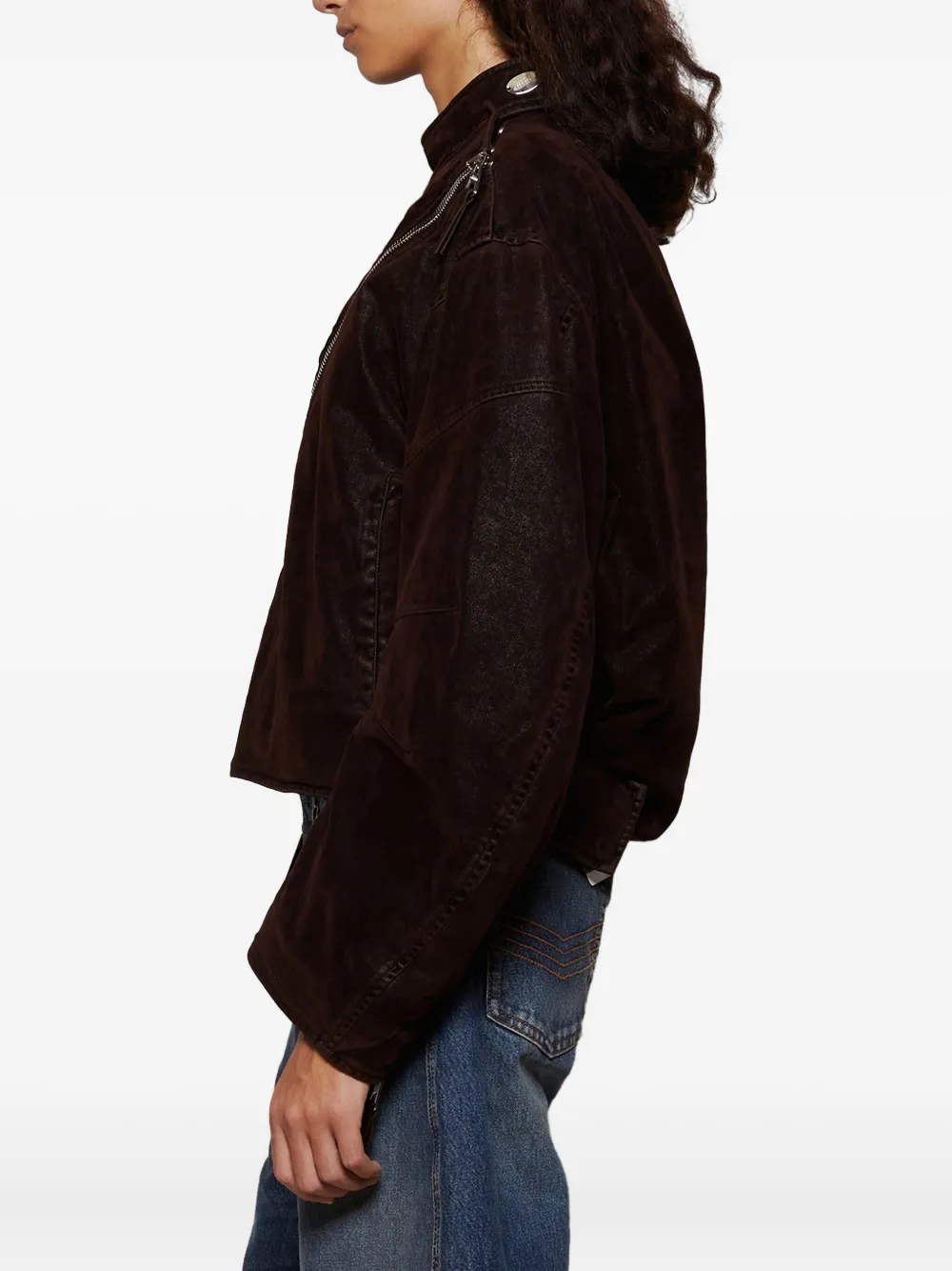 Jean Paul Gaultier Fluwelen jack met diagonale rits Bruin