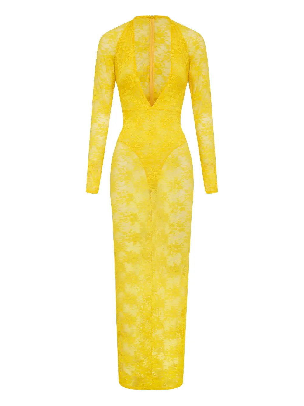 Alex Perry Lace V-neck Maxi Dress In Yellow