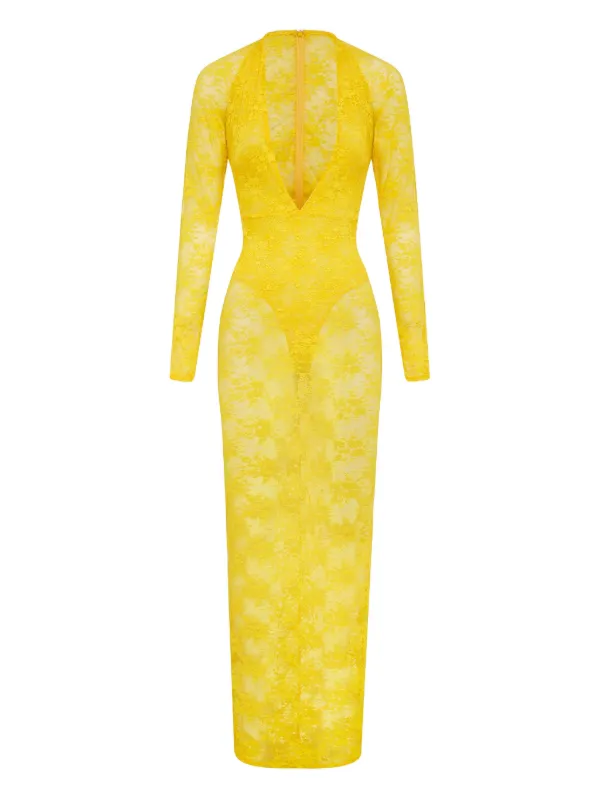 Alex Perry Lace V-neck Maxi Dress | Yellow | FARFETCH Alex Perry Lace V-neck Maxi Dress | Yellow | FARFETCH