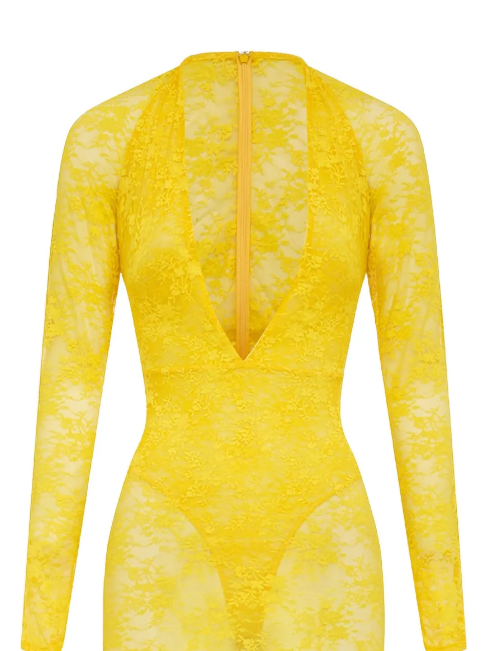Alex Perry Maxi-jurk met V-hals en kant - Geel