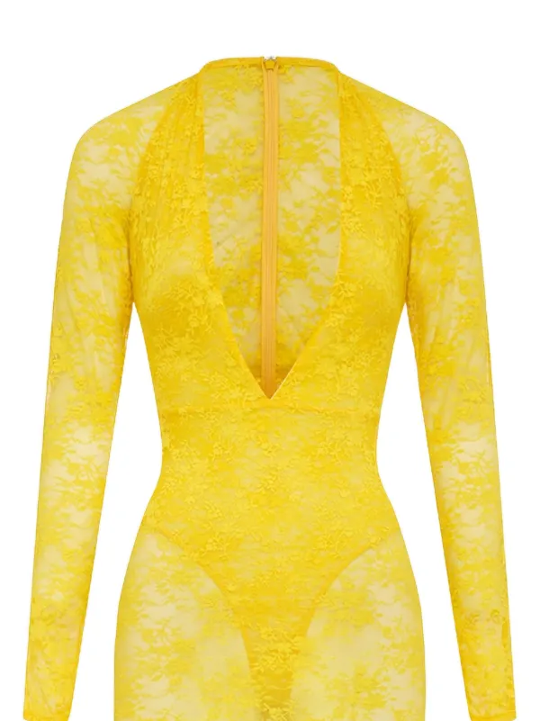 Alex Perry Lace V-neck Maxi Dress | Yellow | FARFETCH Alex Perry Lace V-neck Maxi Dress | Yellow | FARFETCH