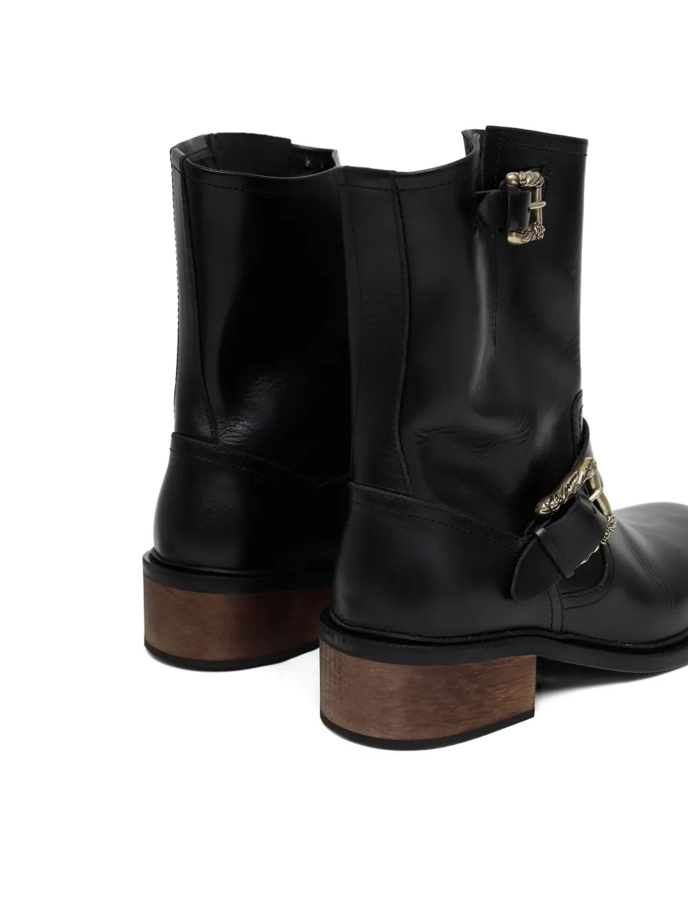 Enfants Riches Déprimés Engineer double-buckle leather boots Black