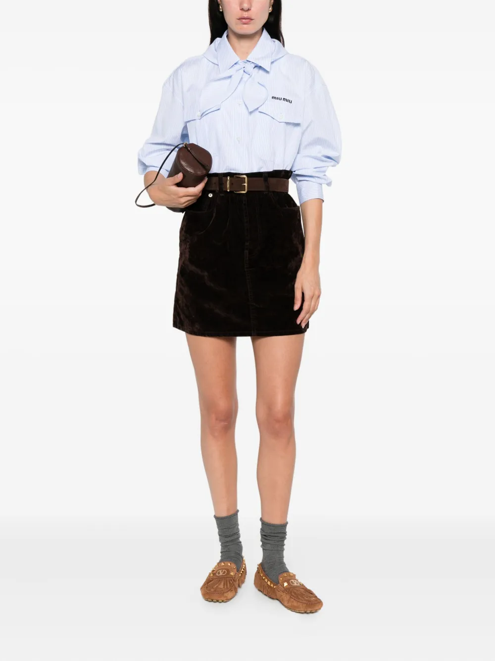 Miu velvet mini skirt Bruin