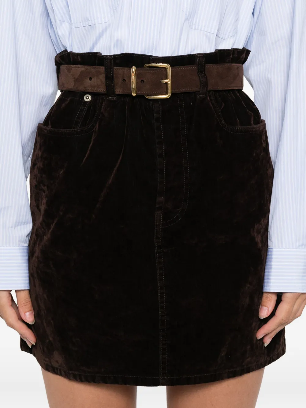 Miu velvet mini skirt Bruin