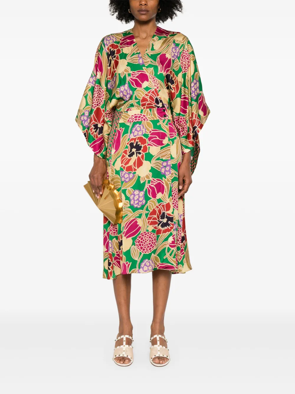Barbara Bui Midi-jurk met bloemenprint - Groen