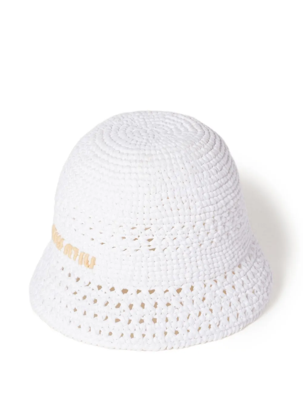 Miu Miu Crochet Bucket Hat In Weiss