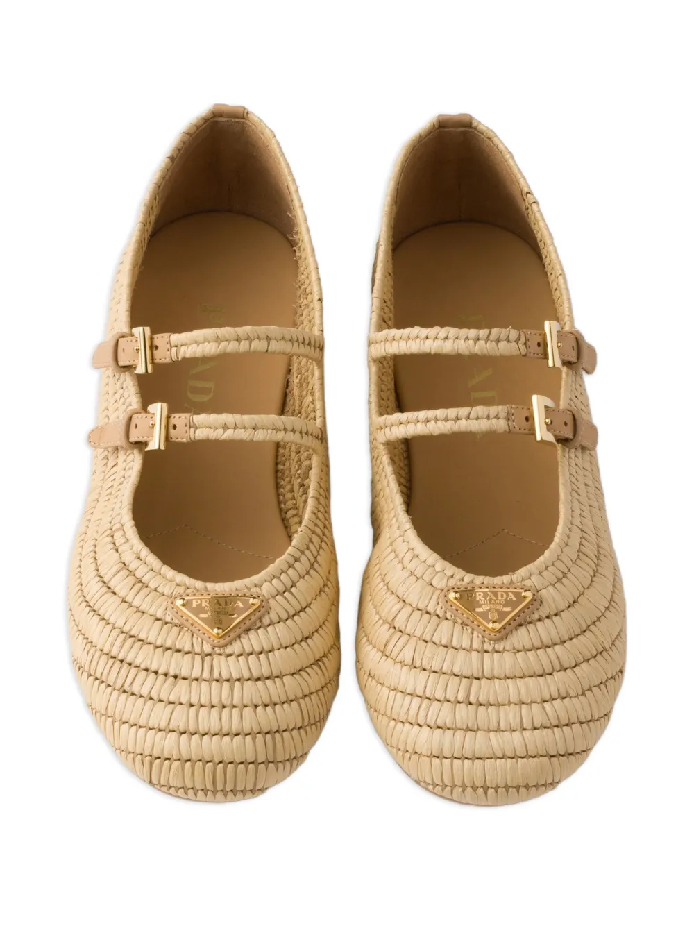 Prada Geweven ballerina's Beige