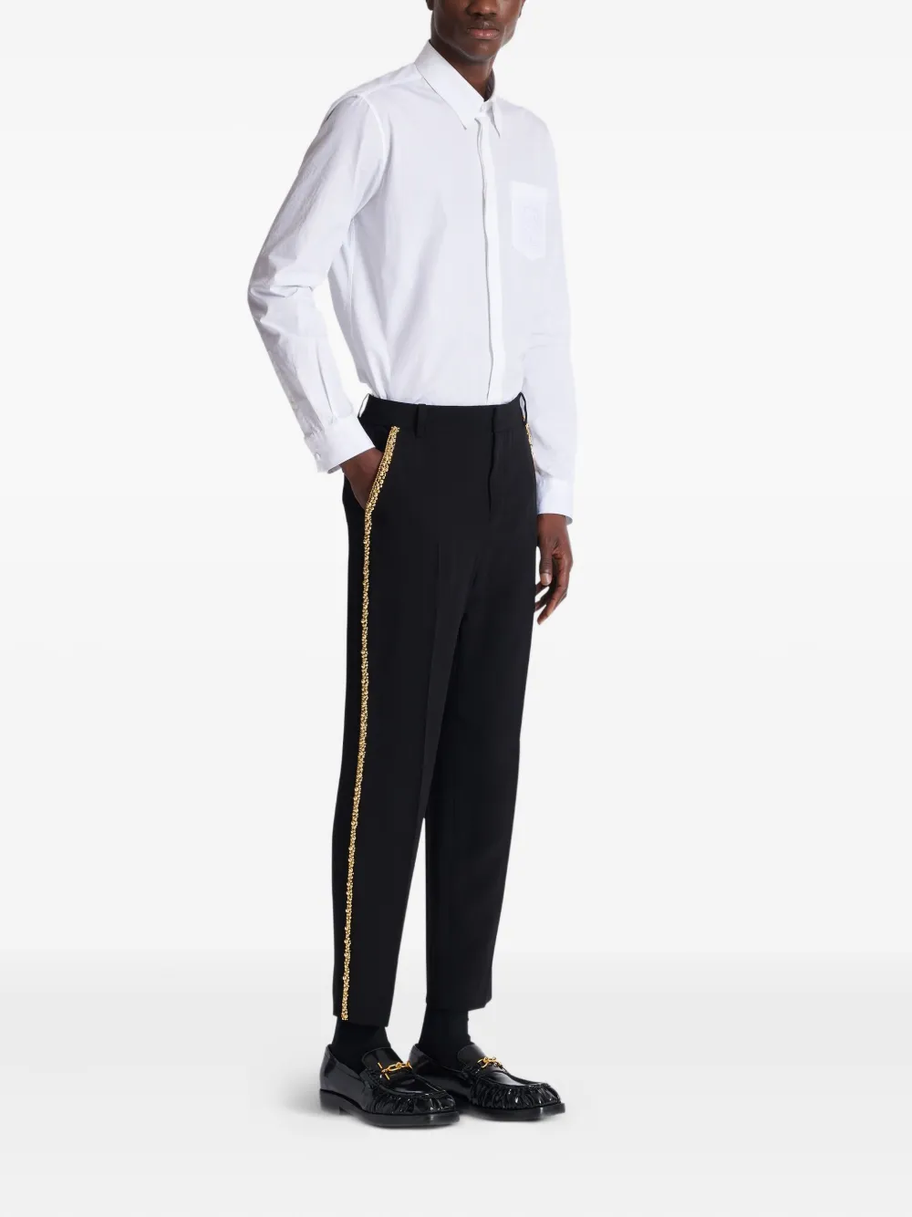 Balmain Straight broek met borduurwerk Zwart