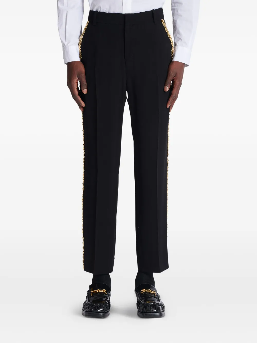 Balmain Straight broek met borduurwerk Zwart