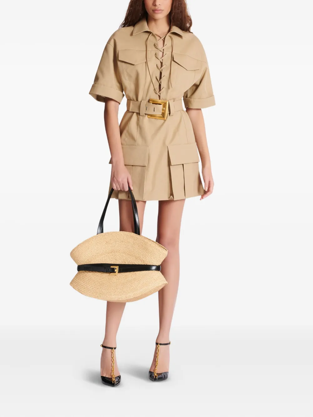 Balmain Medium Anthem schoudertas - Beige