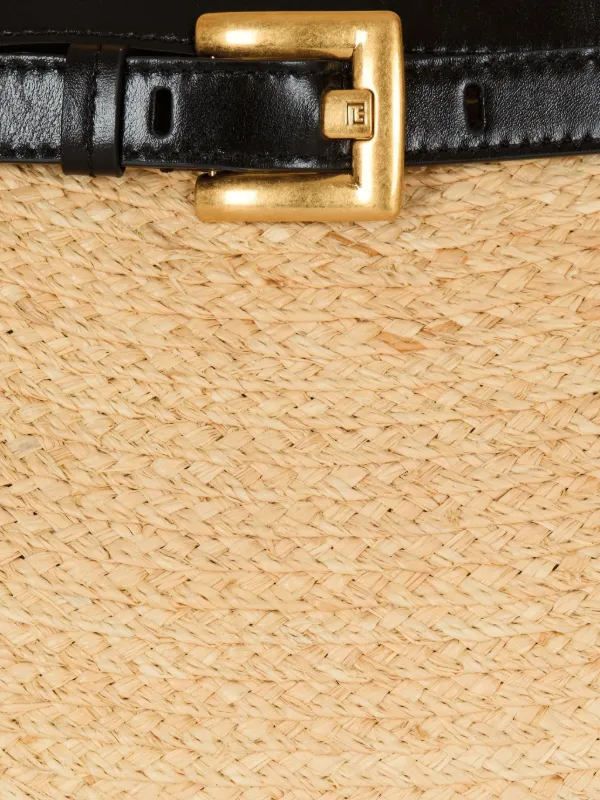 ショルダーバッグ・ポシェット Balmain Medium Raffia And Calfskin Sculptural Bag Balmain Medium Shuffle Raffia Bag | Neutrals | FARFETCH