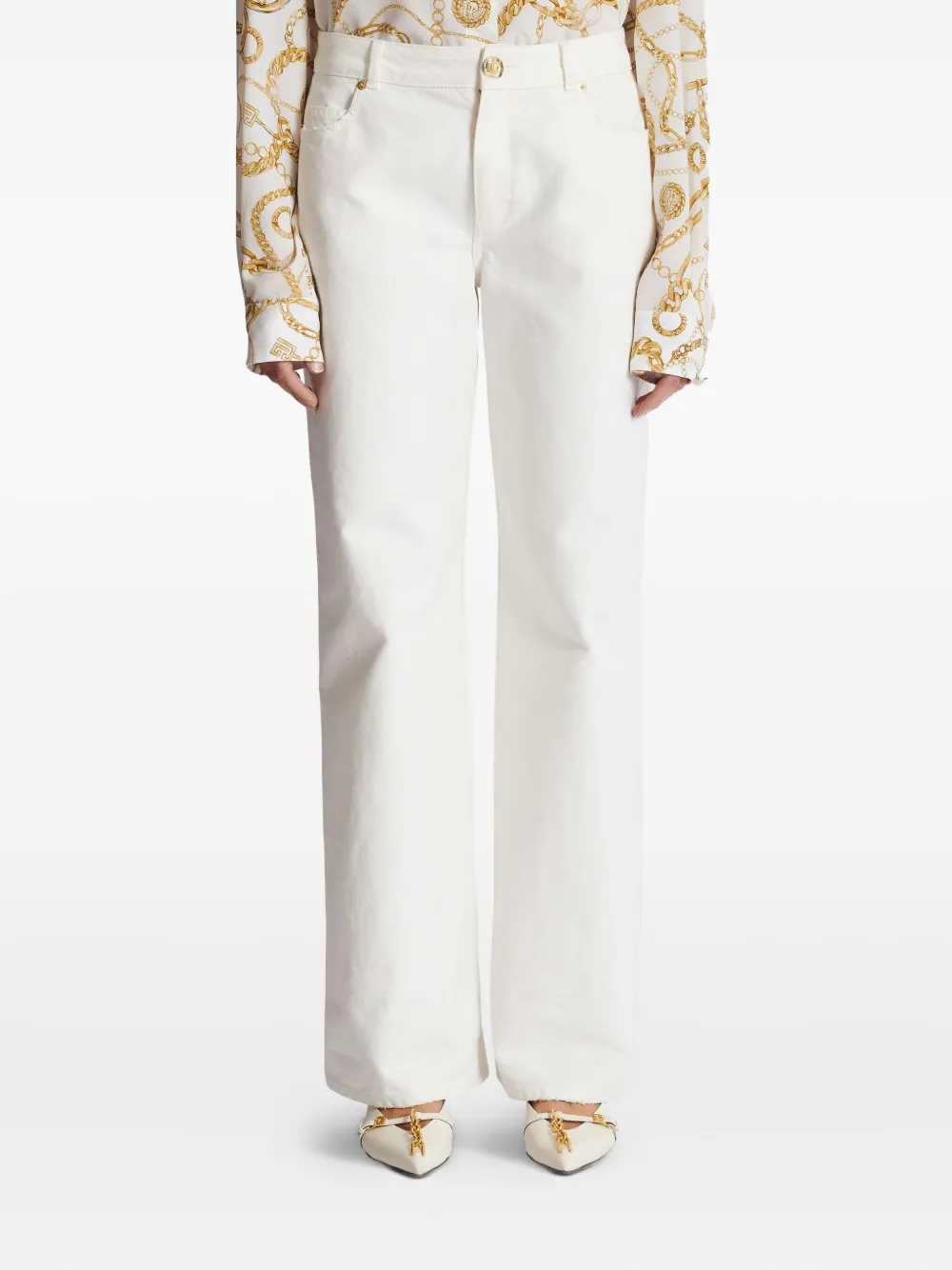 Balmain Jeans met logopatch Wit