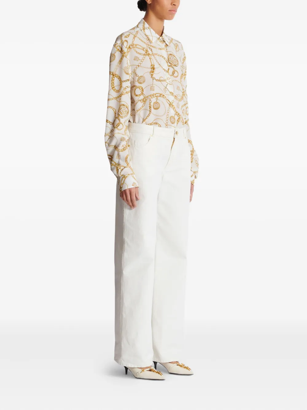 Balmain Jeans met logopatch Wit