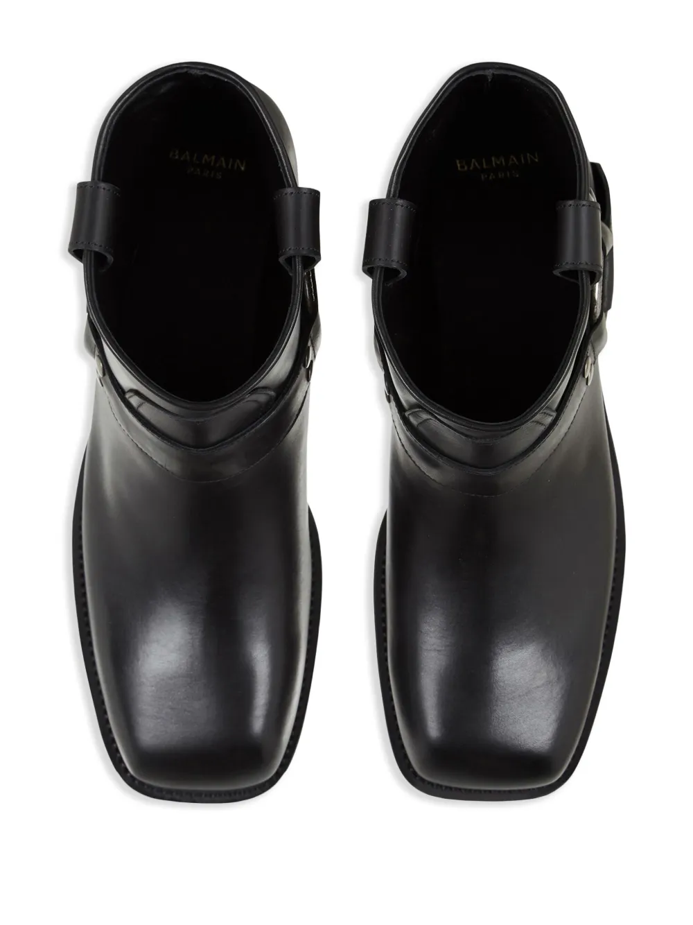 Balmain leather biker ankle boots Black