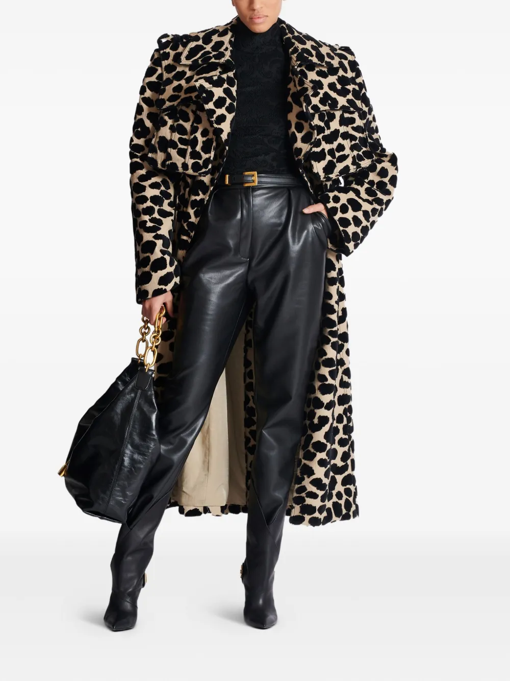 Balmain Top met barok patroon en lange mouwen Zwart
