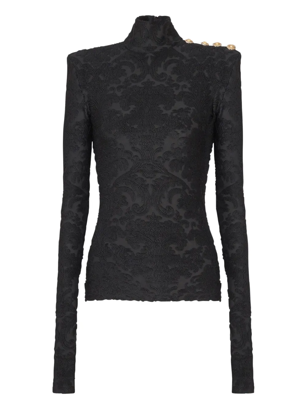 Balmain Top met barok patroon en lange mouwen Zwart