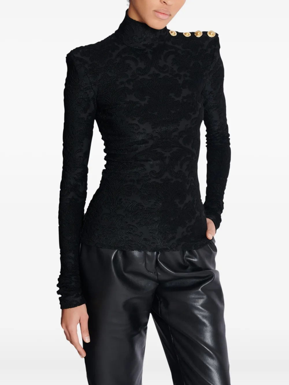 baroque-pattern long-sleeved top