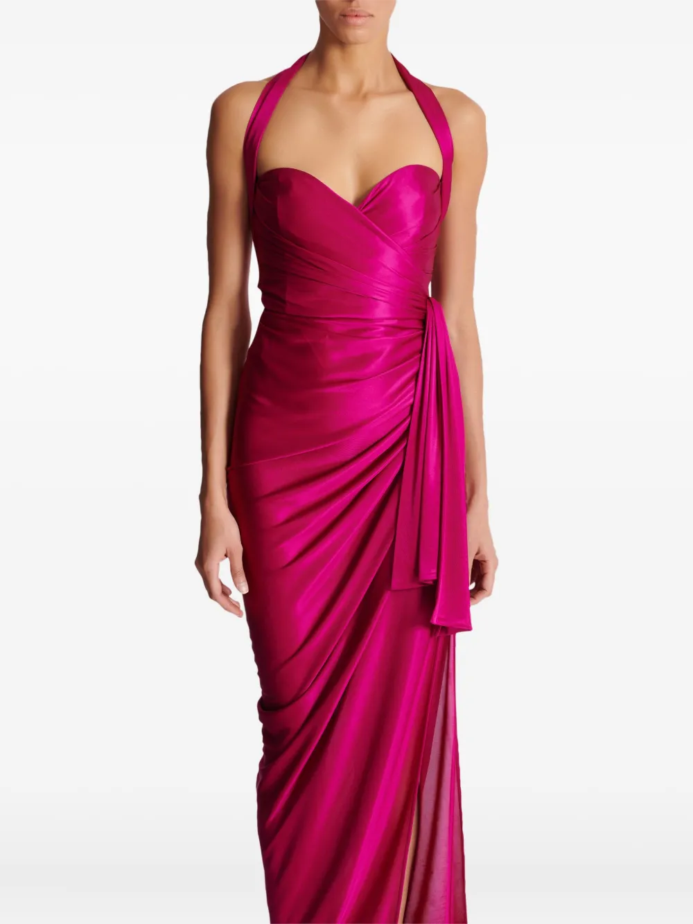 Balmain Gedrapeerde jersey mini-jurk Roze