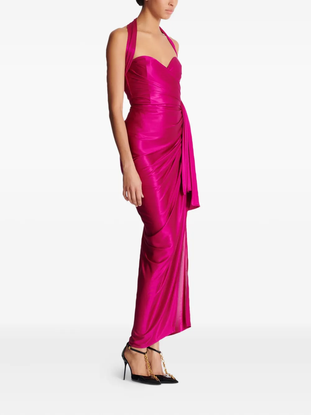 Balmain Gedrapeerde jersey mini-jurk Roze