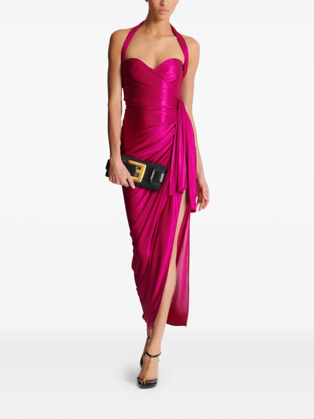 Balmain Gedrapeerde jersey mini-jurk - Roze