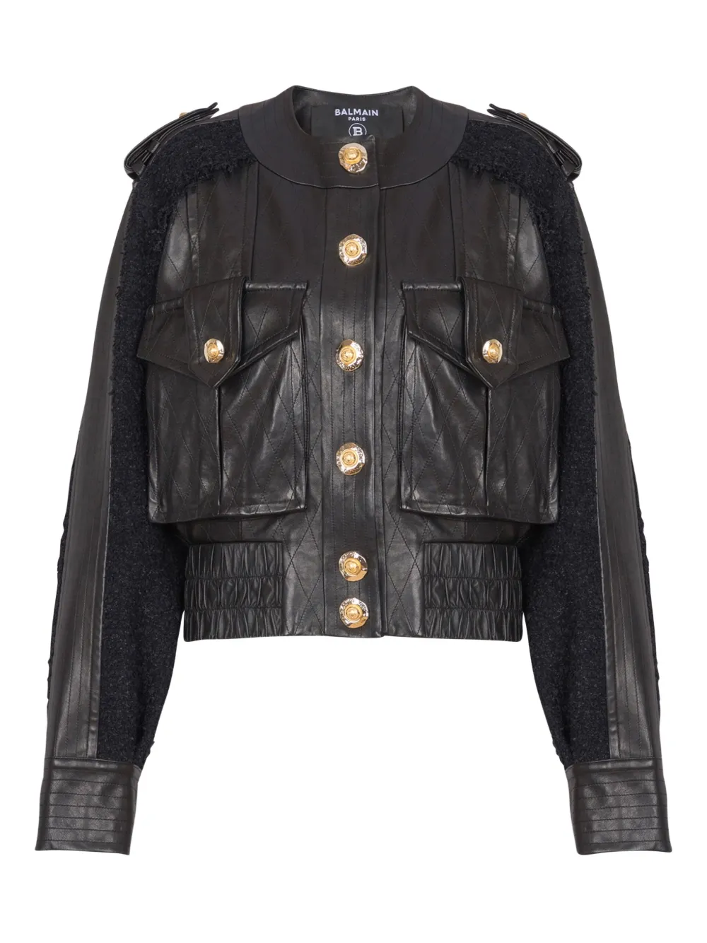 Balmain chamarra bomber con panel de tweed | negro | Image 1