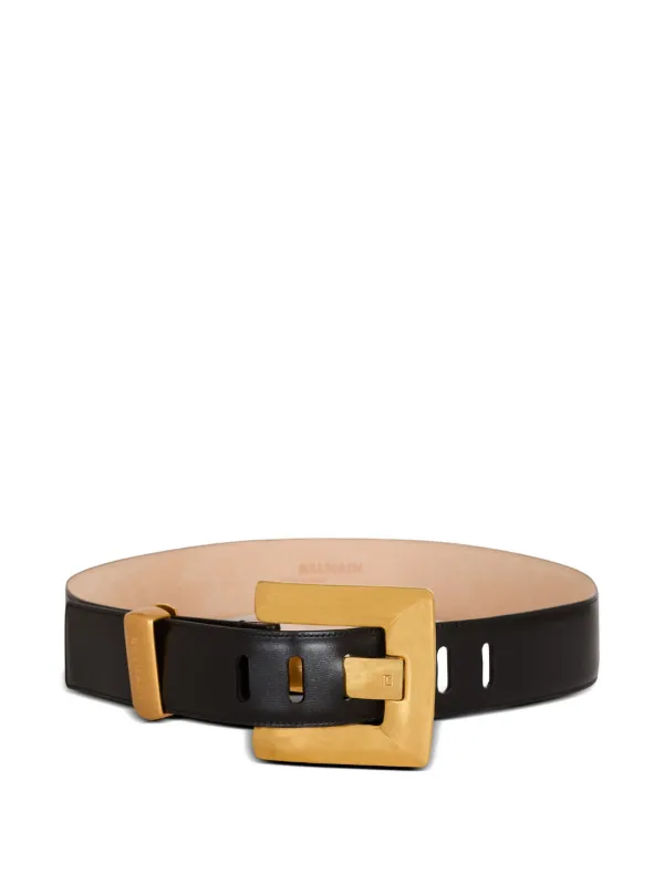 Balmain Anthem Calfskin Leather Belt in Black